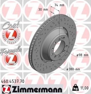 TARCZA HAMULC. PORSCHE 911 (991) 13- PT (OE-99135240803) ZIMMERMANN 460.4537.70 (фото 1)