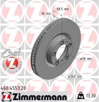 Диск тормозной ZIMMERMANN 460.4553.20