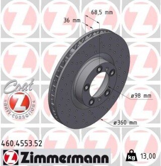 TARCZA HAM./PRZ/ PORSCHE CAYENNE 17- ZIMMERMANN 460455352