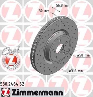 Тормозной диск - ZIMMERMANN 530.2464.52 (фото 1)