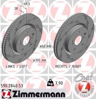 Диск тормозной ZIMMERMANN 590.2840.53