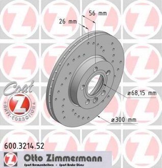 Гальмівний диск ZIMMERMANN 600.3214.52 (фото 1)