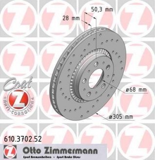 Гальмівний диск ZIMMERMANN 610.3702.52 (фото 1)