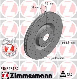 Тормозной диск - (31400569) ZIMMERMANN 610.3731.52