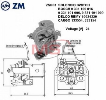 Реле втягивающего стартера ZM ZM901 (фото 1)
